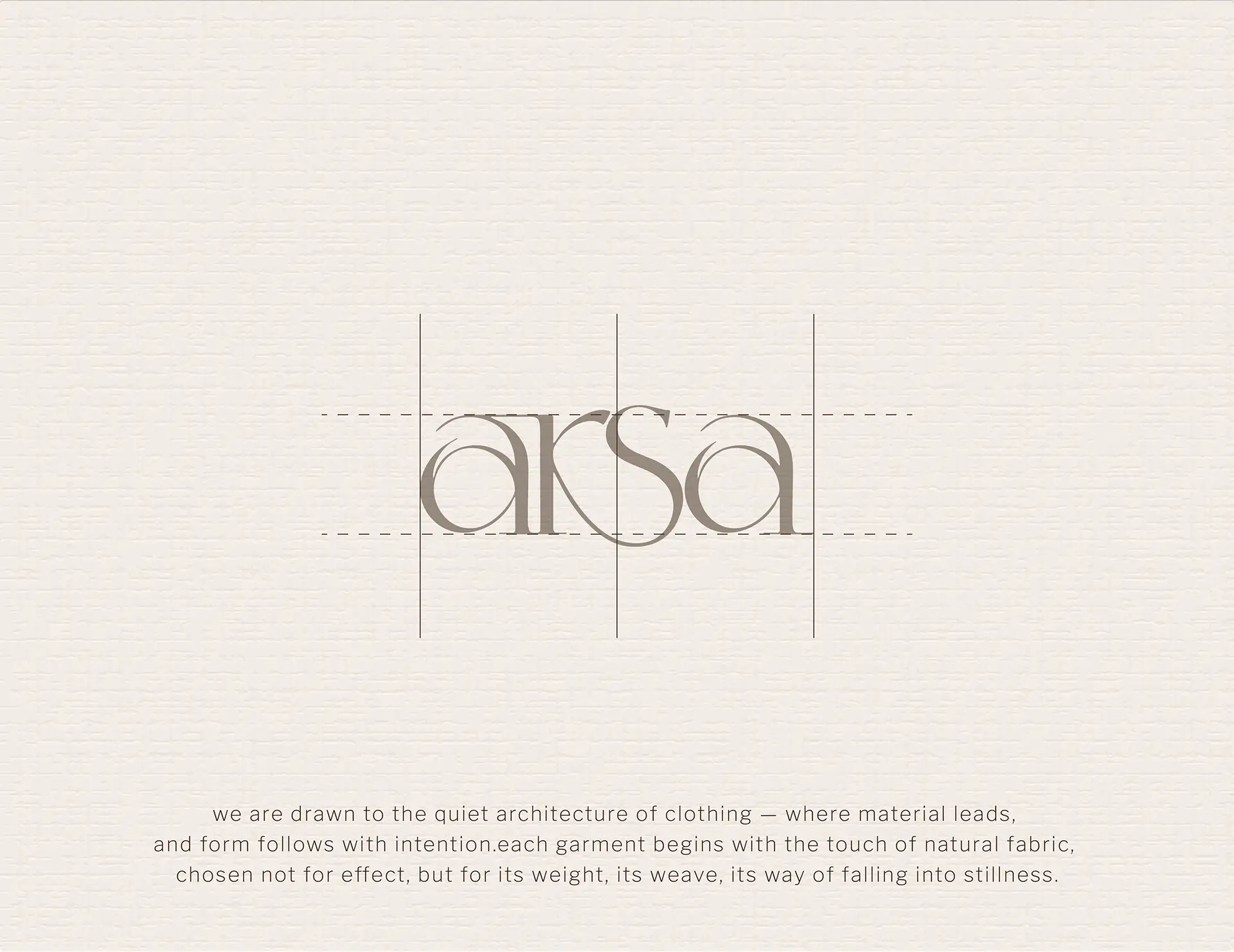 Logo construction and typography grid for Arsa premium clothing brand identity