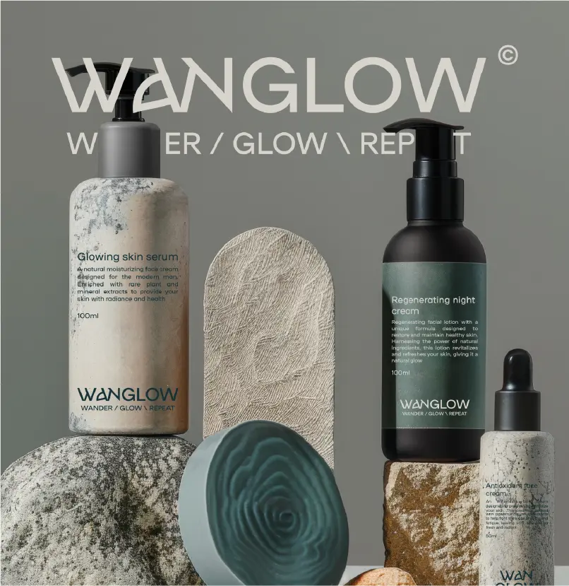 Brand identity and packaging design for a skincare product brand
