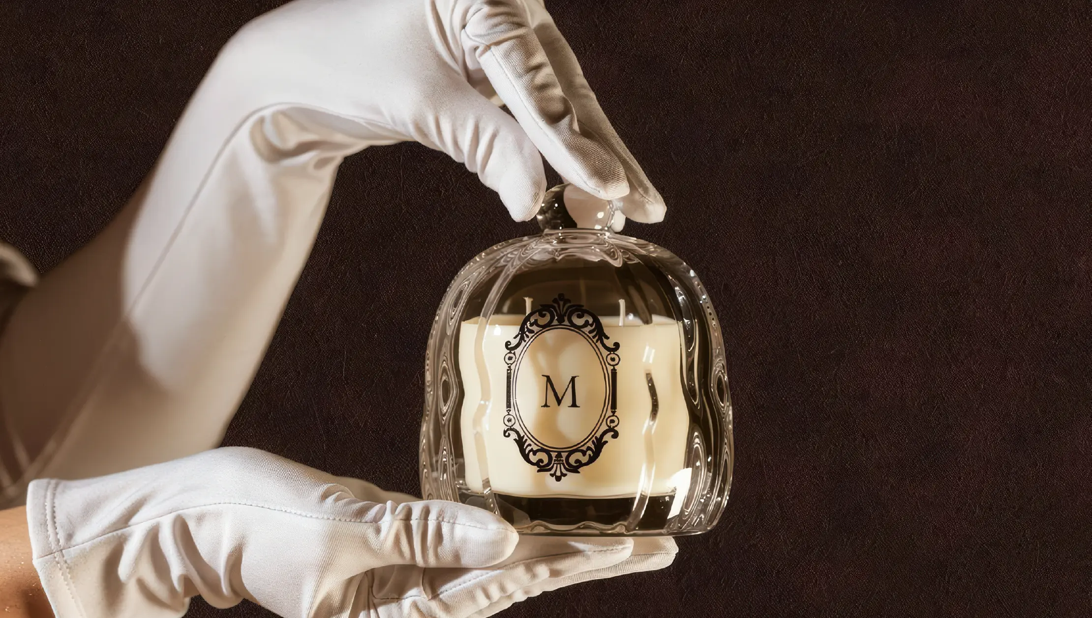 Packaging design and monogram logo applied to luxury candle product for Maison Petal